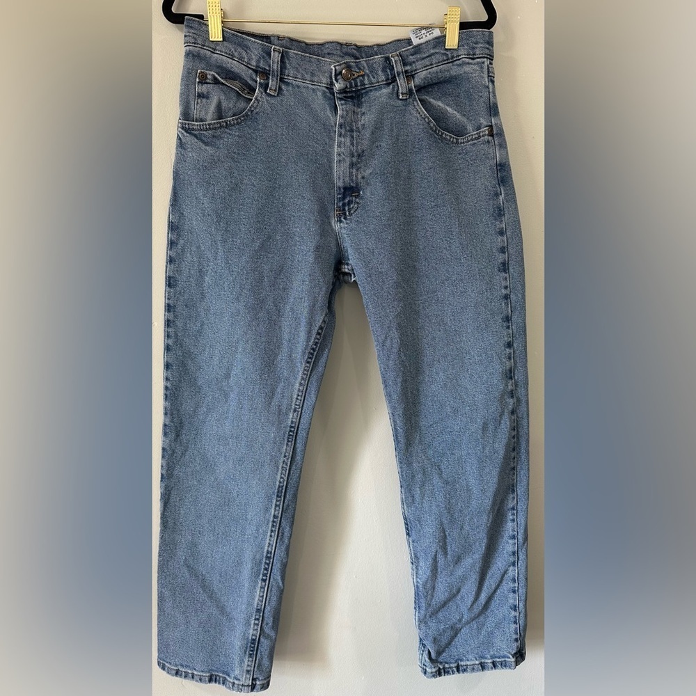 Wrangler Men's Light Blue Straight Jeans 34/29 99% cotton 1%elastane